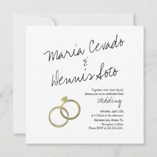 Faire-part de mariage avec lettrage de faux anneau