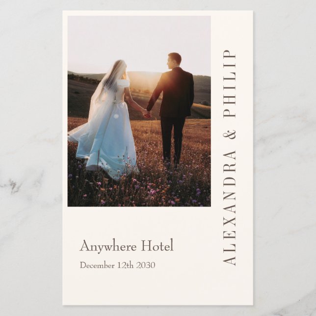 Faire-part de mariage avec menu Elegant Typographi (Devant)