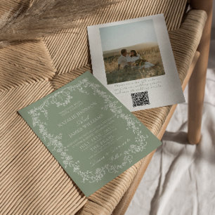 Faire-part de mariage avec monogramme et code QR p
