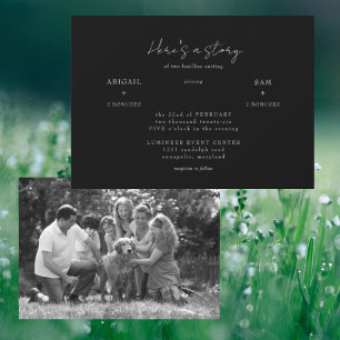 Faire-part de mariage avec photo de famille en noi