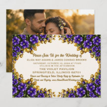Faire-part de mariage avec photo de la violette bl
