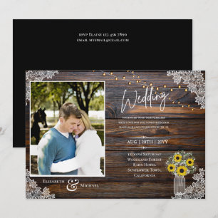 Faire-part de mariage avec photo de tournesols rus