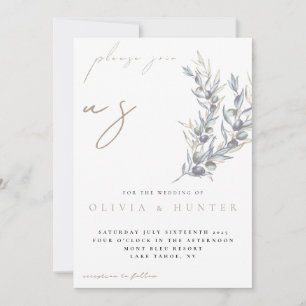 Faire-part de mariage avec photo et branche d'oliv