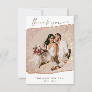 Faire-part de mariage avec photo et paillettes dor