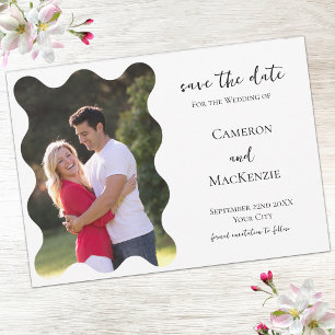 Faire-part de mariage avec photo ondulée moderne p