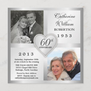 Faire-part de mariage avec photo pour les 60 ans d