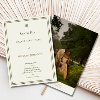 Faire-part de mariage avec photo sur fond de palmi