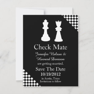 Faire-part de mariage avec pièces d'échecs pour an
