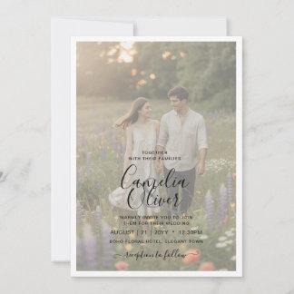 Faire-part de mariage avec superposition de photo