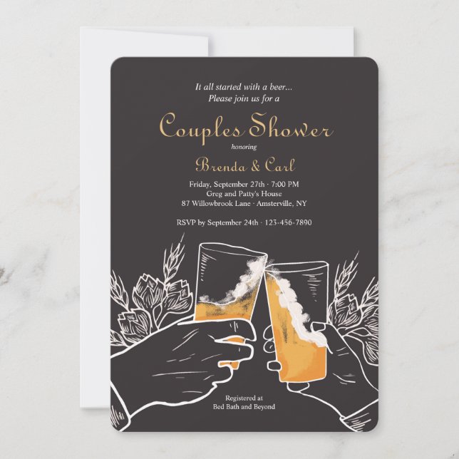 Faire-Part de Mariage avec Toast à la Bière pour l (Devant)