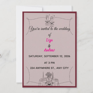 Faire-part de mariage avec toast au champagne et d