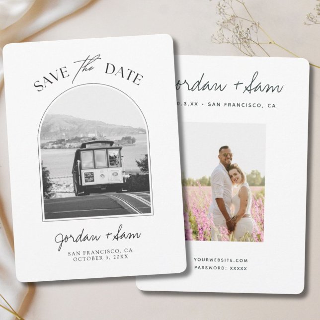 Faire-part de mariage avec tramway de San Francisc (San Francisco Trolley Black & White Save the Date Invitation
)