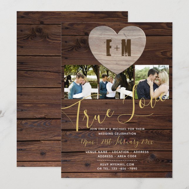 Faire-part de mariage avec un collage de photos ru (Devant / Derrière)