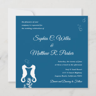 Faire-part de mariage Balnéaire   bleu marine