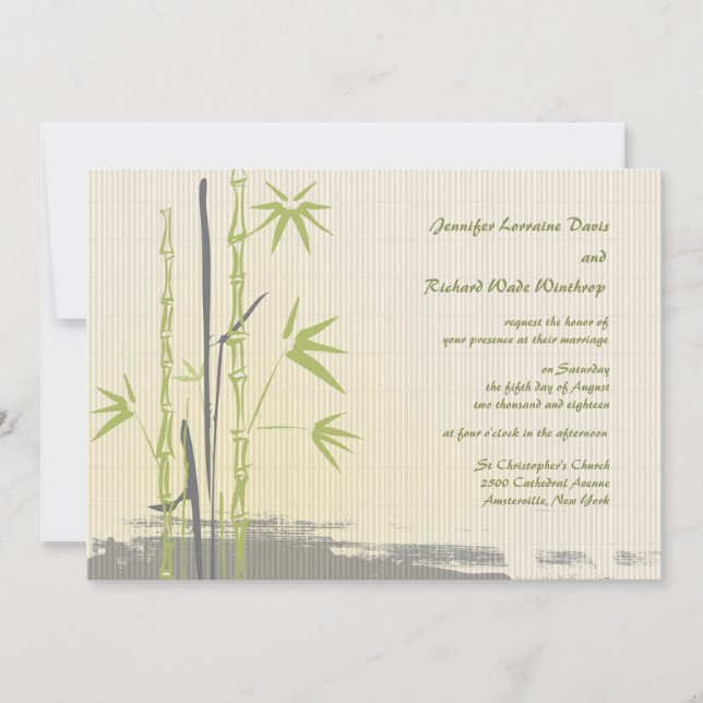 Faire-part de mariage bambou (Devant)