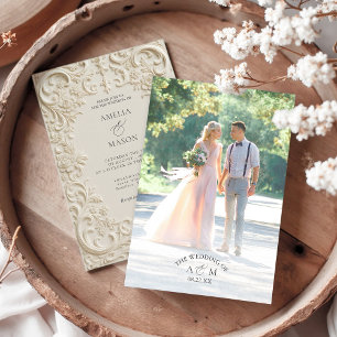 Faire-part de mariage baroque avec monogramme et p