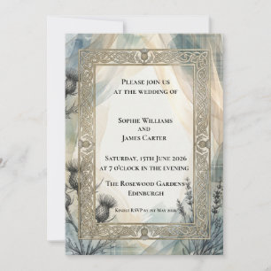 Faire-part de mariage baroque bleu argent