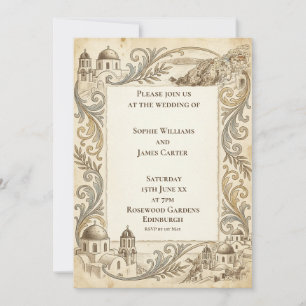 Faire-part de mariage baroque or