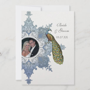 Faire-part de mariage baroque Peacock - Bleu