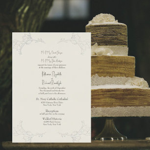 Faire-part de mariage beige deux lieux les deux pa