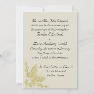 Faire-part de mariage beige et jaune