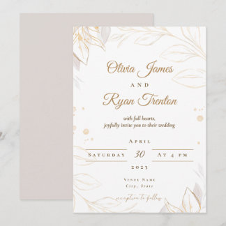 Faire-part de mariage beige floral