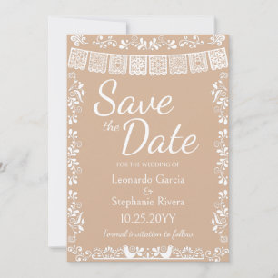 Faire-part de mariage Beige Papel Picado pour rése