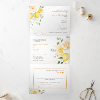 Faire-part de mariage bilingue - Citron tout en un