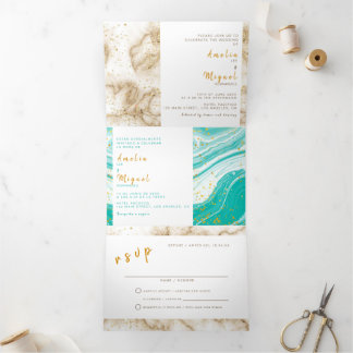 Faire-part de mariage bilingue - Marbre tout en un