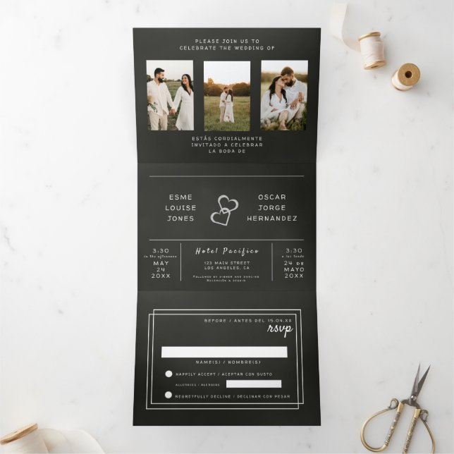 Faire-part de mariage bilingue - Tableau de bord P (Intérieur)