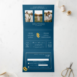 Faire-part de mariage bilingue - Tournesols