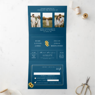 Faire-part de mariage bilingue - Tournesols