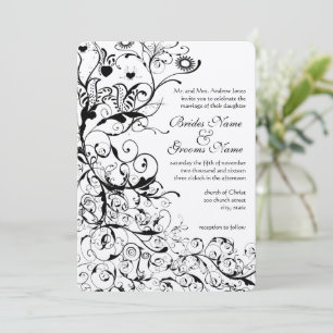 Faire-part de mariage Black Birds & Swirls