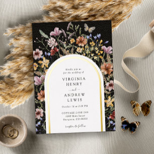 Faire-part de mariage Black Boho Arch