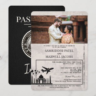 Faire-part de mariage Black India Passport