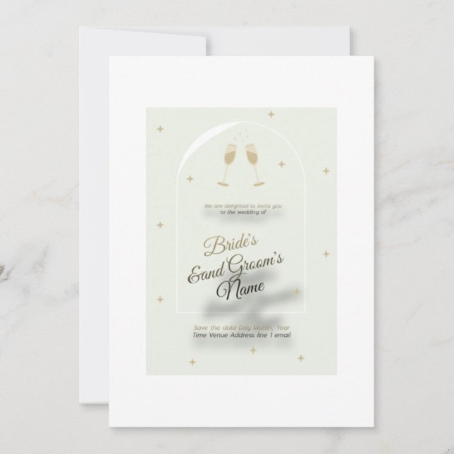 Faire-part de mariage blanc avec impression bleue  (Devant)