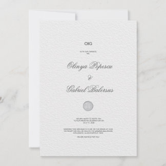 Faire-part de mariage blanc avec pinceau or