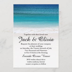 Faire-part de mariage blanc de plage d'océan de