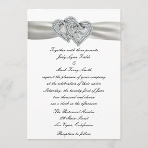 Faire-part de mariage blanc des coeurs