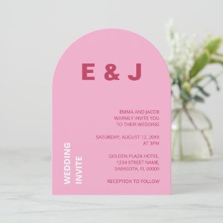 Faire-part de mariage blanc rose magenta