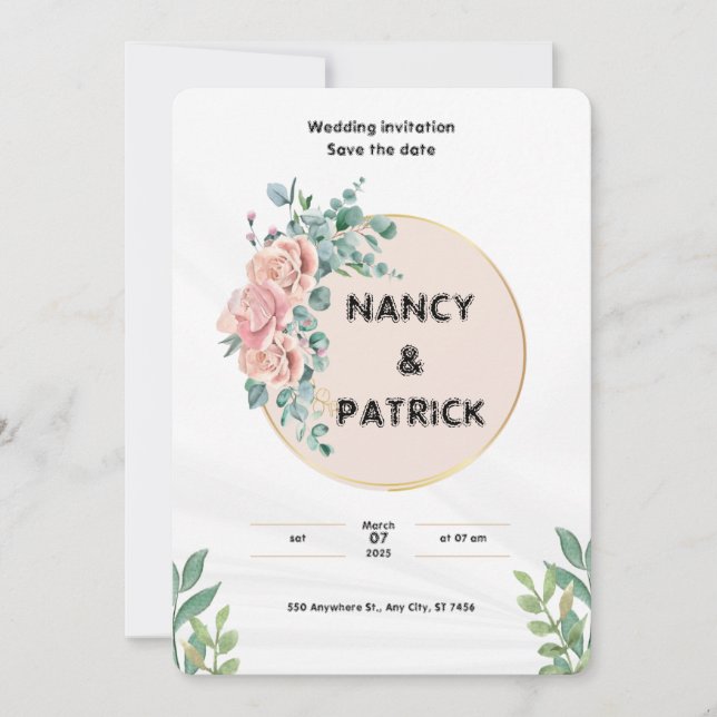 Faire-part de mariage blanc simple (Devant)