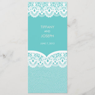 Faire-part de mariage blanc turquoise de dentelle