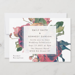 Faire-part de mariage blanc Vintage Rose antique