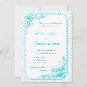 Faire-part de mariage bleu Aqua