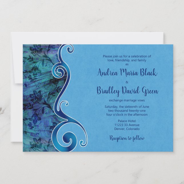 Faire-part de mariage bleu Aqua personnalisable (Devant)