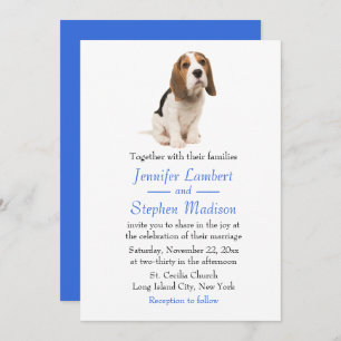 Faire-part de mariage bleu Chien Beagle