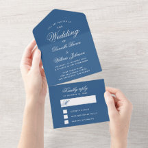 Faire-part de mariage Bleu Classique avec carte-ré