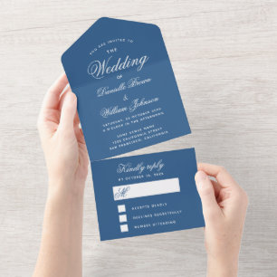 Faire-part de mariage Bleu Classique avec carte-ré