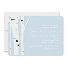Faire-part de mariage bleu cœur d'arbre de bouleau