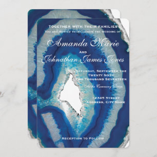Faire-part de mariage bleu d'agate